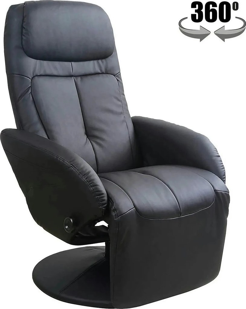 Fotoliu recliner OPTIMA, negru, piele ecologica/metal, 77x80/139x101/8