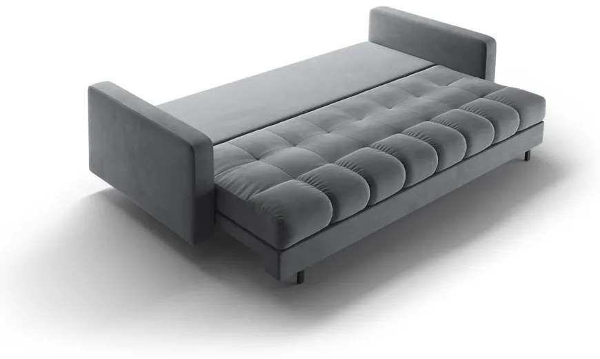 Canapea gri deschis extensibilă, cu spațiu de depozitare cu tapițerie din catifea 222 cm Bali – Cosmopolitan Design