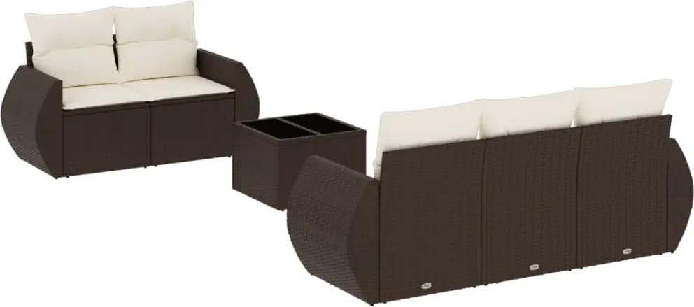 vidaXL Set canapele de grădină cu perne, 6 piese, maro, poliratan