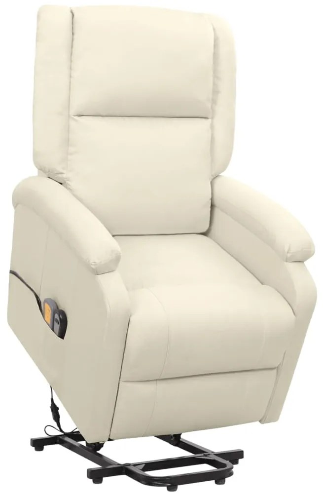 vidaXL Fotoliu de masaj cu ridicare, crem, material textil