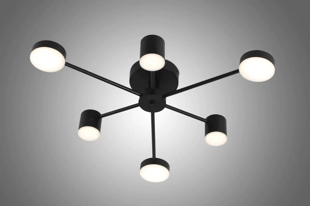 Lustra LED Cu Telecomanda, Elit's Esn R9029-6, 72W, Negru