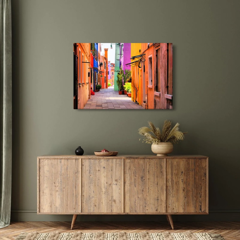 Tablou cu străduță colorata italiană (90x60 cm)