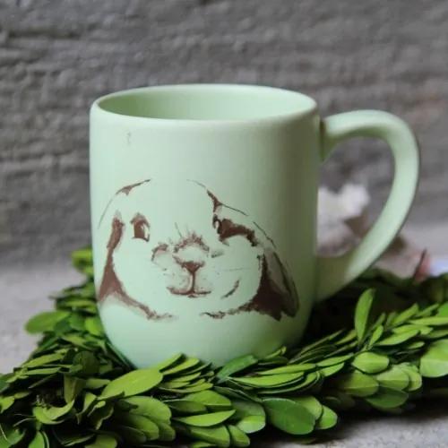 Cana Bugsy din ceramica verde diametru 8 cm