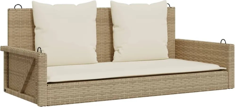 vidaXL Bancă de balansoar cu perne, bej, 119x56x48 cm, poliratan