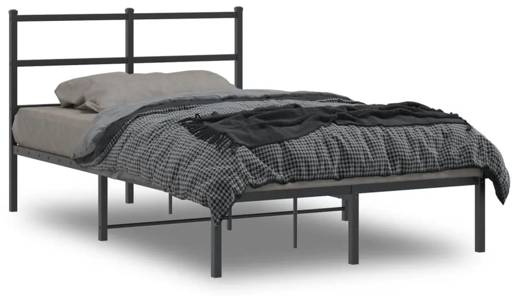 355363 vidaXL Cadru de pat metalic cu tăblie, negru, 120x200 cm