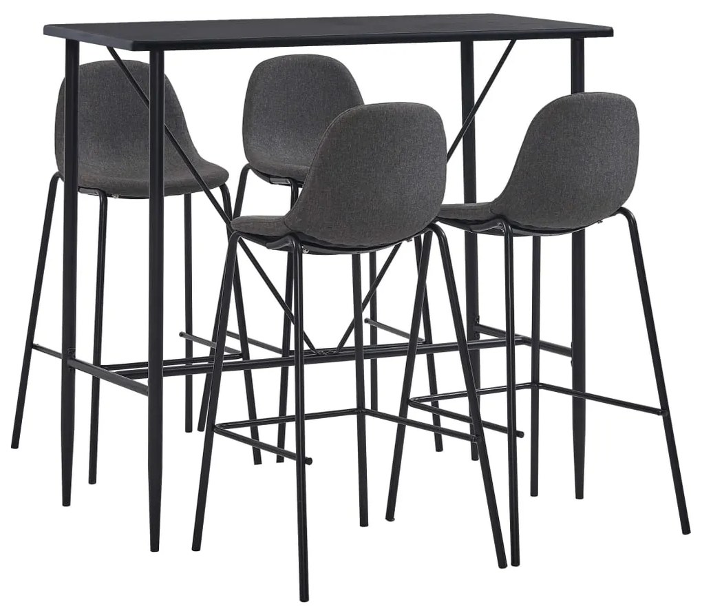vidaXL Set mobilier de bar, 5 piese, gri închis, material textil