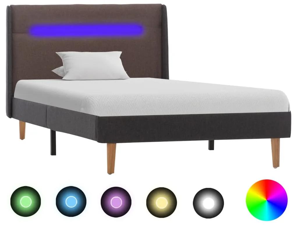 286703 vidaXL Cadru de pat cu LED, gri taupe, 90 x 200 cm, material textil