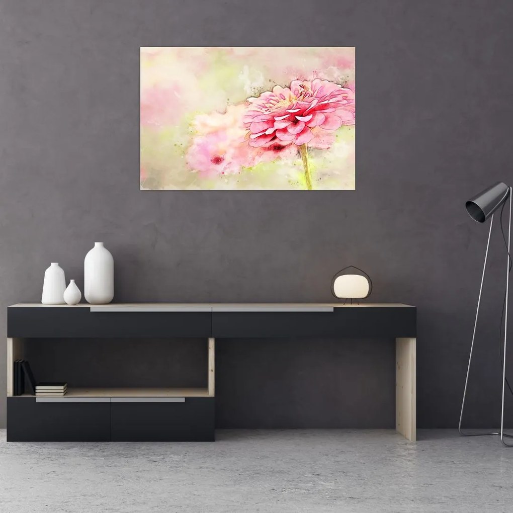 Tablou - Floare roz, aquarel (90x60 cm)