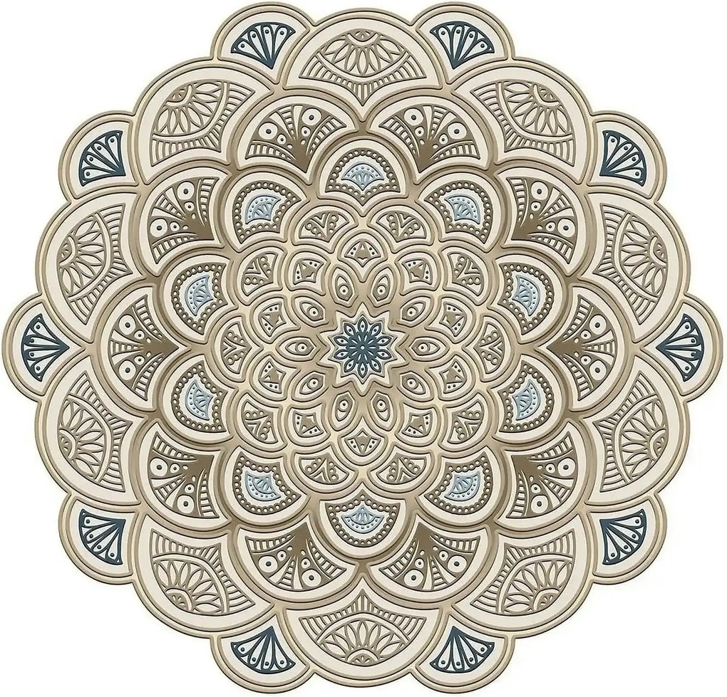 Covor, 180x180 cm, forma rotunda, poliester, crem, ALN600156KR18