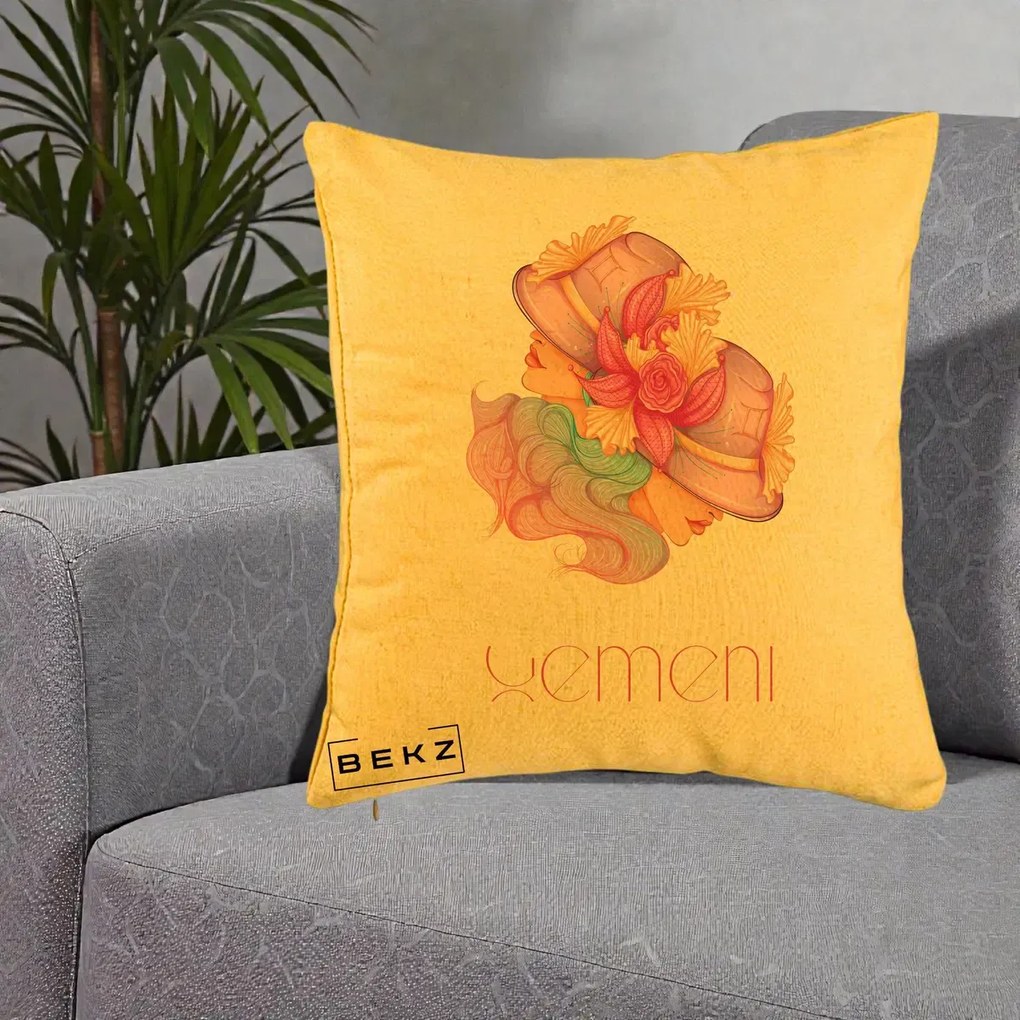 Perna Personalizata Zodie Gemeni, 40x40 cm, Galben, Husa Detasabila, Perna Inclusa, BEKZ®