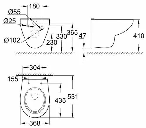 Vas WC suspendat Grohe Bau Rimless alb lucios