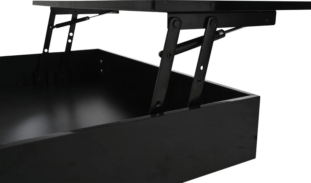 Masă de cafea rotativă 360° cu funcție de ridicare, spațiu de depozitare ascuns și 1 sertar, 70x70x45 cm, Negru