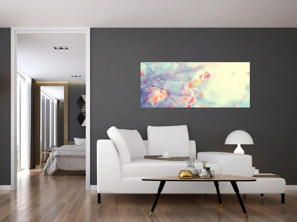 Tablou - Frunze în gheață (120x50 cm)