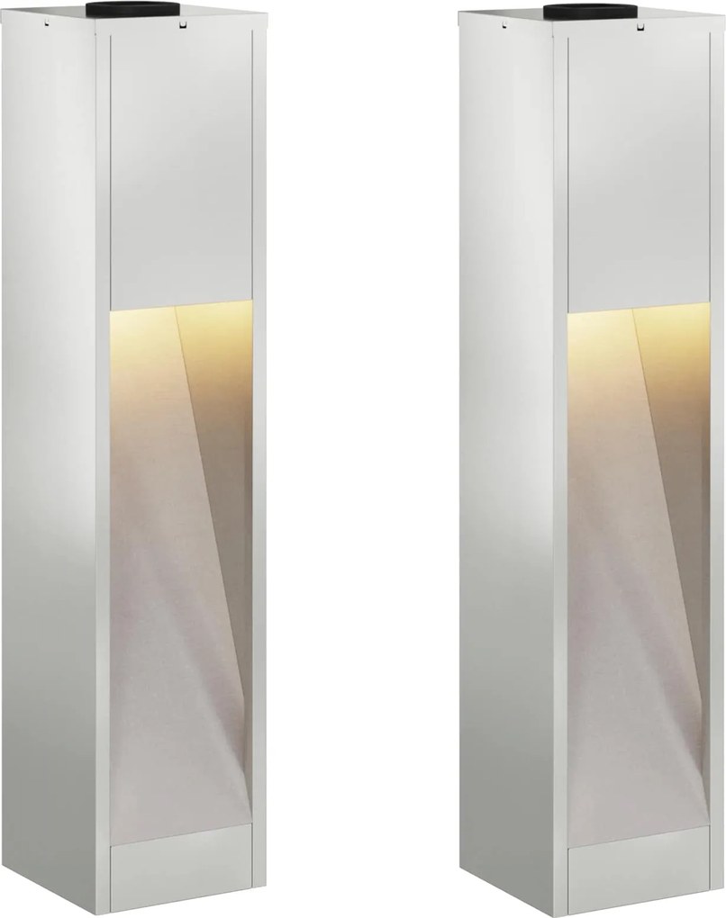 vidaXL Lampa de parcurs LED solar 2 pcs Argintiu Galvanizat