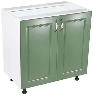 Corp inferior cu 2 usi 80 cm Zebra, Alba/MDF Verde, fara blat 80 x 82 x 50