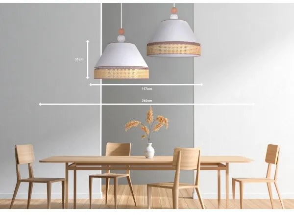 Duolla - Lustră pe cablu AVIGNON 2xE27/15W/230V albă/ratan