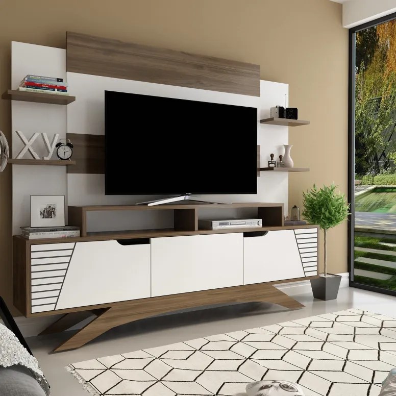Ansamblu Comoda TV Deparo Walnut-Alb