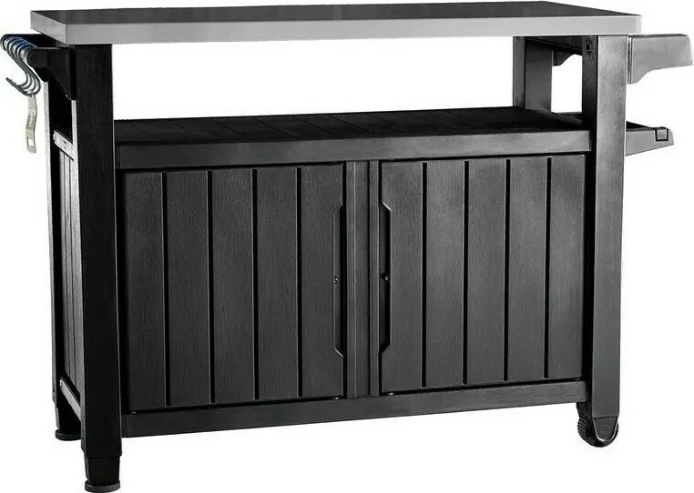 Masă multifuncțională de grătar Keter pentrugrădină UNITY XL 207 l grafit, 134 x 52 x 90 cm