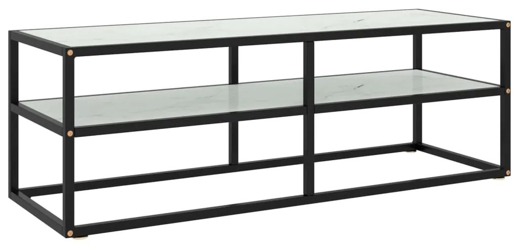 vidaXL Comodă TV, negru, 120x40x40 cm, sticlă de marmură albă