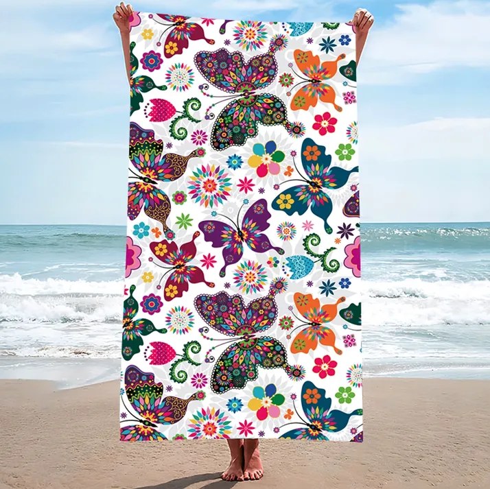 Prosop de plajă cu fluturi colorați Lățime: 100 cm | Lungime: 180 cm