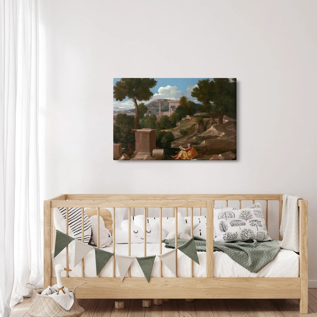 Tablou - Nicolas Poussin, Landscape with Saint John on Patmos, reproducere (90x60 cm)