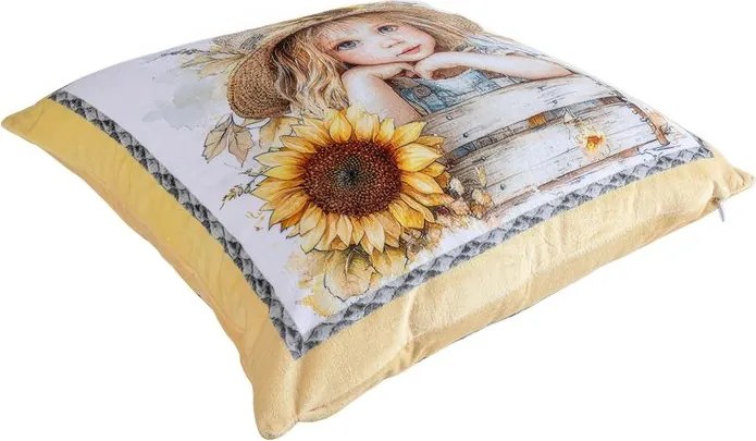 decoDoma Set de 3 fețe pernuțe SUNFLOWERS 45 x 45 cm