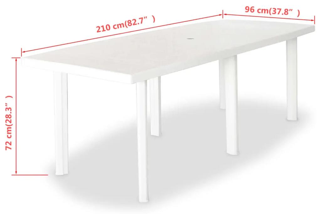Masa de gradina, alb, 210 x 96 x 72 cm, plastic 1, Alb, 210 x 96 x 72 cm