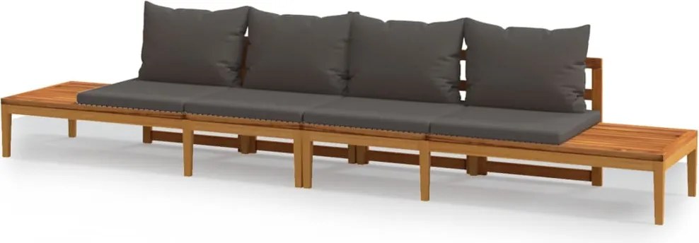 vidaXL Bănci de grădină cu perne gri închis, 2 buc., lemn de acacia