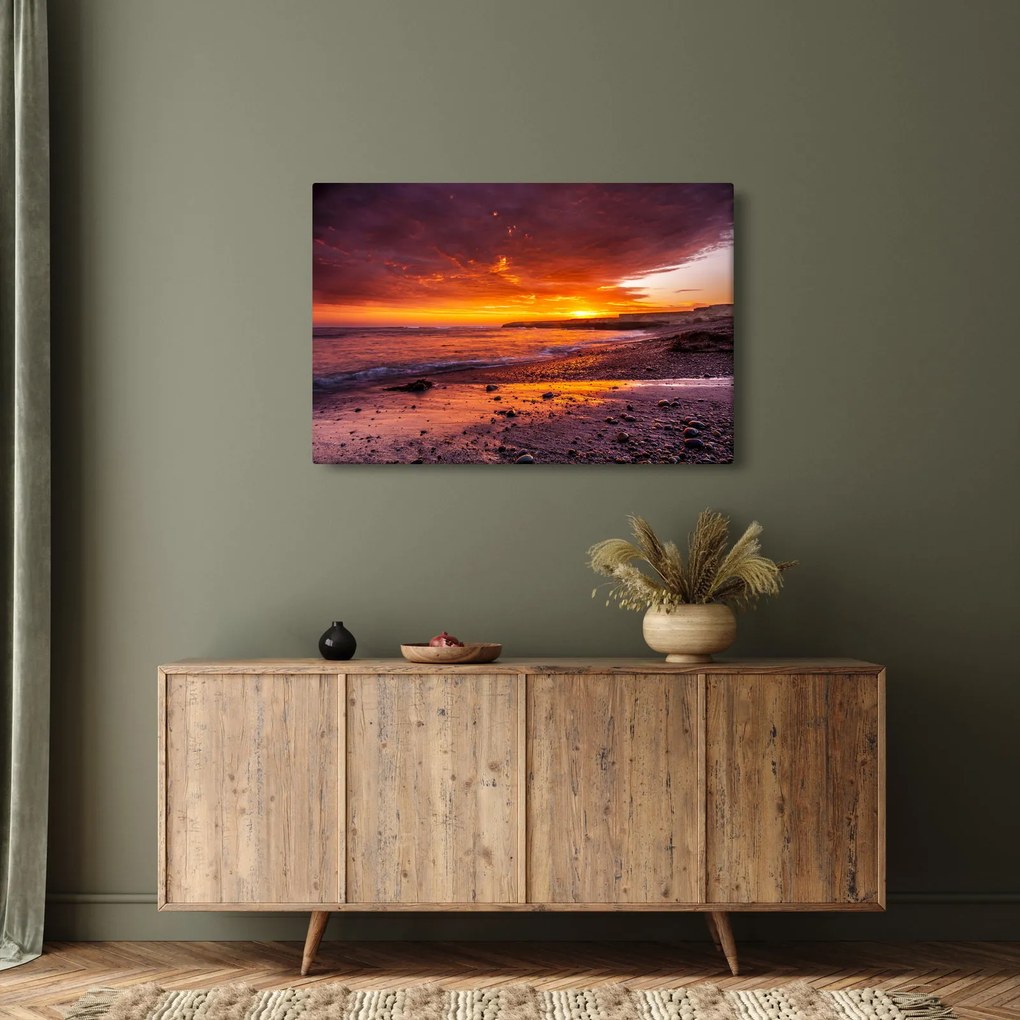 Tablou cu apus de soare la mare (90x60 cm)