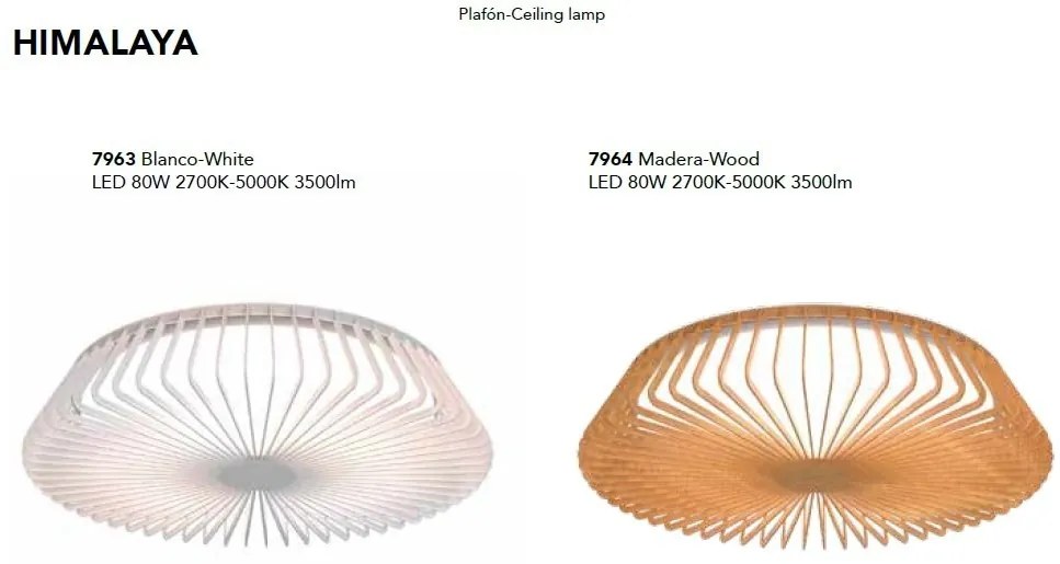 Plafoniera LED Smart dimabila cu telecomanda HIMALAYA 80W lemn
