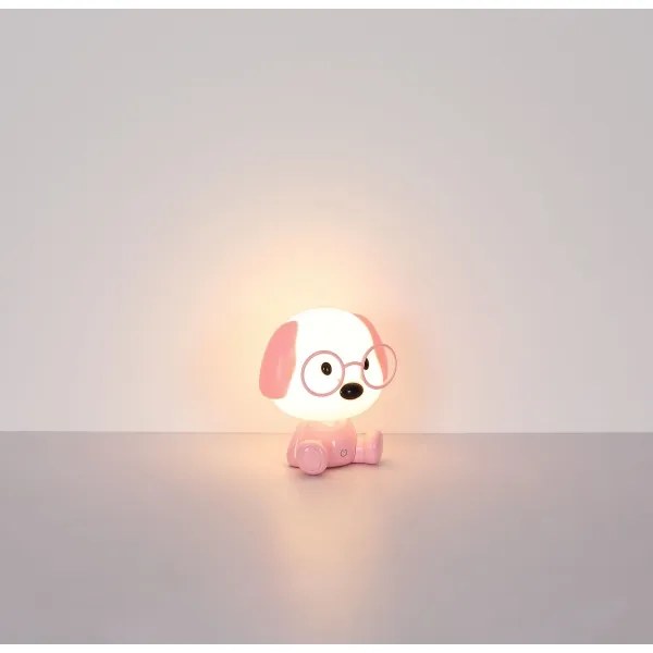 Veioză LED reîncărcabilă dimabilă de veghe pentru copii Globo 21761P PUPPY 1W/5V 500 mAh roz