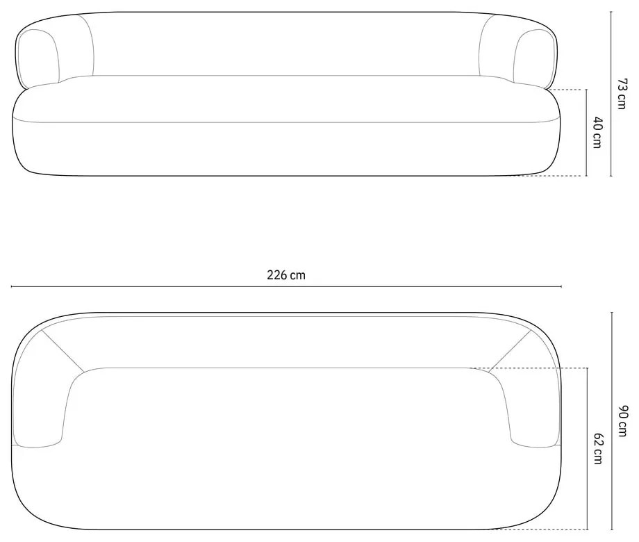 Canapea gri deschis cu tapițerie din țesătură bouclé 226 cm Jenny – Micadoni Home