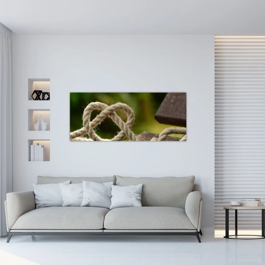 Tablou inima din frânghie (120x50 cm)