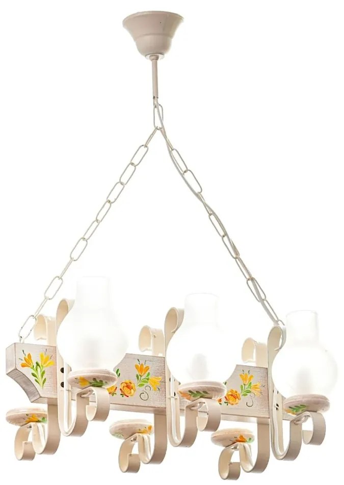 Candelabru rustic fabricat manual din lemn pictat 6 brate Vela