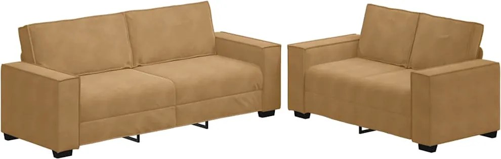 vidaXL Set de canapele cu perne, 2 piese, maro, catifea