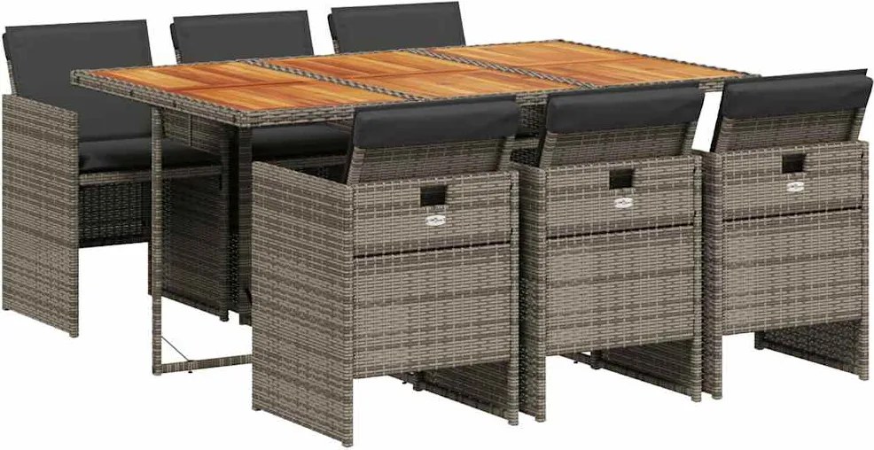 vidaXL Set mobilier de grădină cu perne, 7 piese, gri, poliratan