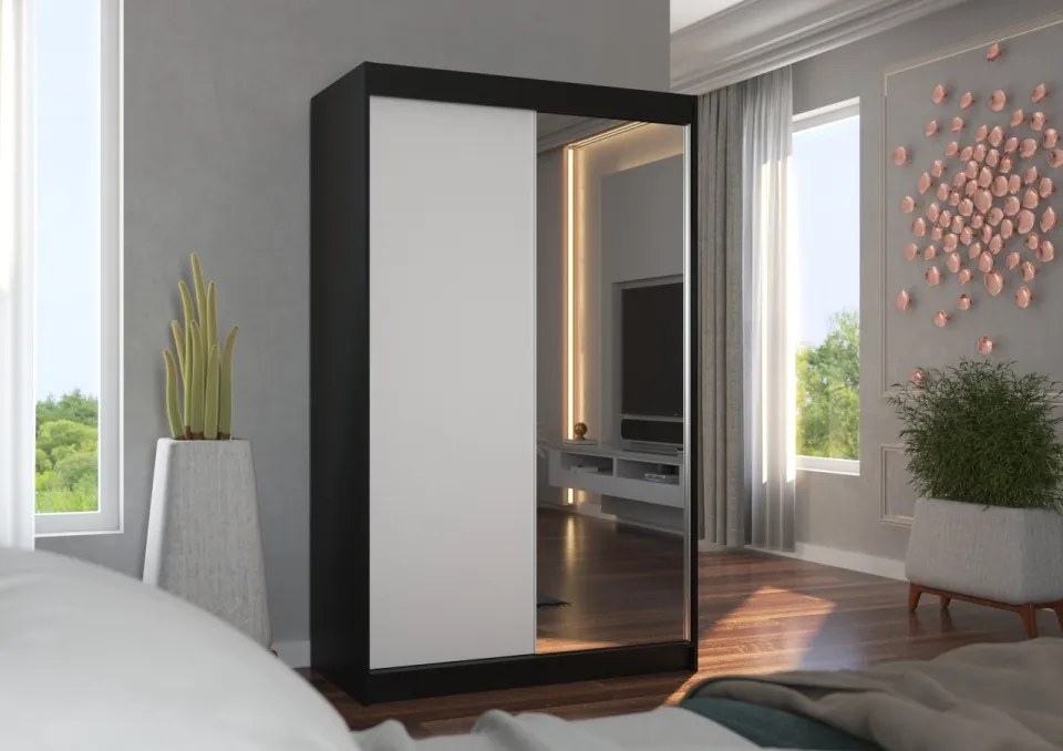 Dulap cu usi glisante si oglinda 120x200 cm, Rewena, ADRK Furniture (Culoare: Casmir)