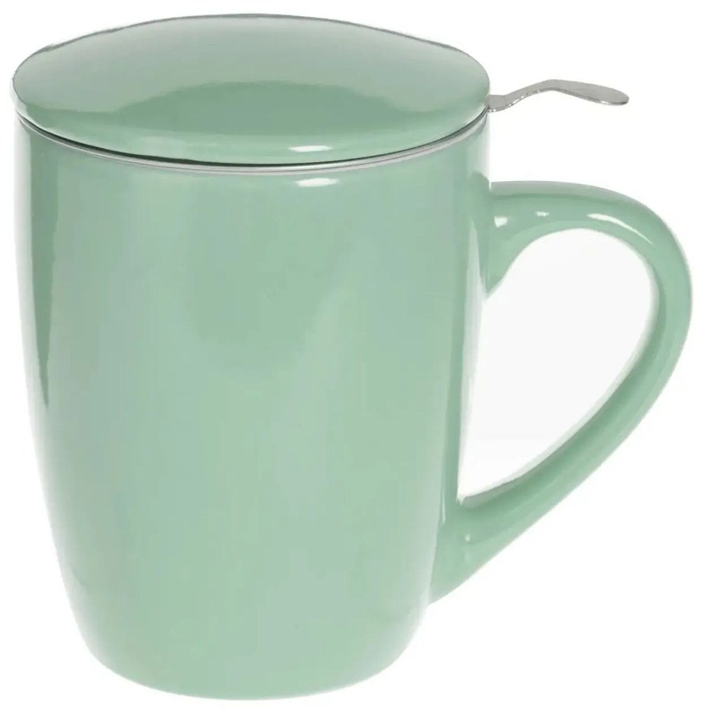 Cana cu infuzor pentru Ceai, 320 ml, Portelan, Verde-Menta