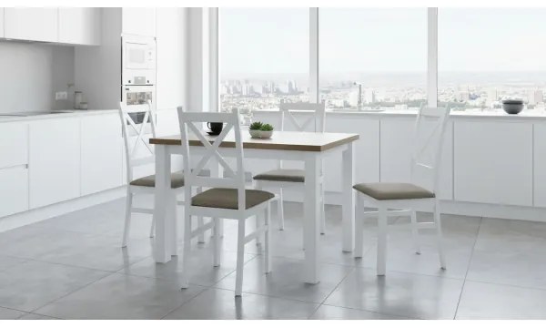 Scaun de sufragerie NATE alb/maro