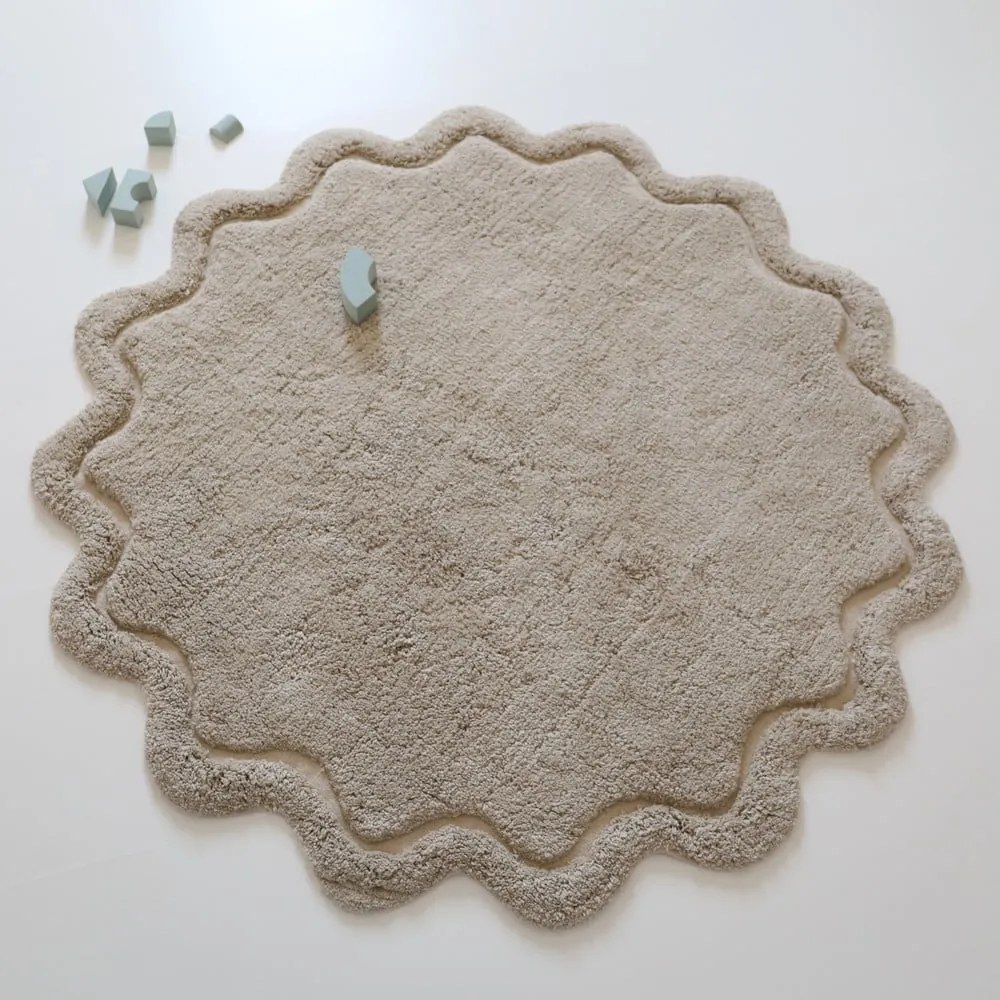 Covor bej lavabil țesut manual rotund din bumbac ø 110 cm Sweet April Lin – Nattiot