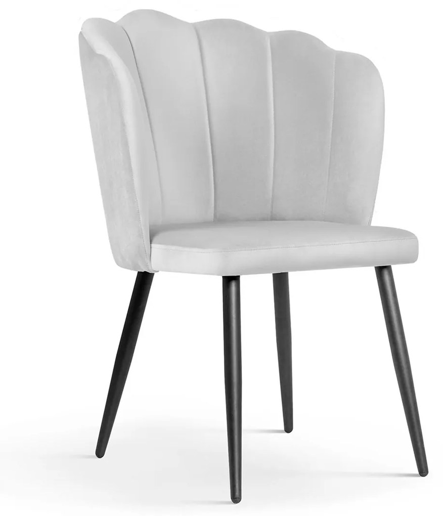 Scaun tapitat Hilton gri picioare negru - H88 cm