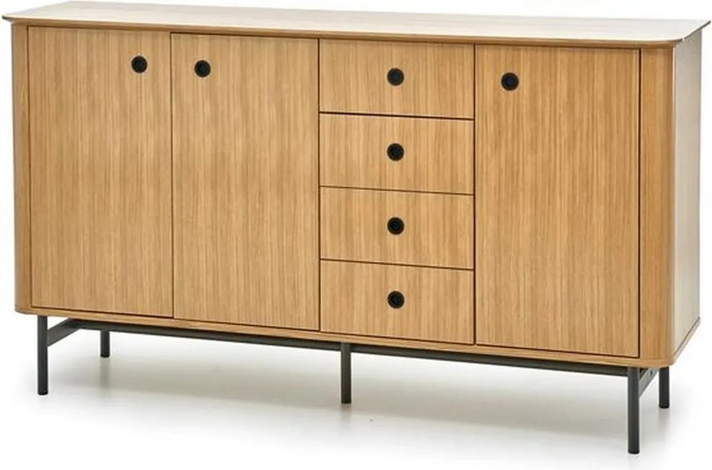 Comoda SMART, stejar/negru, furnir/metal 167x44x93 cm