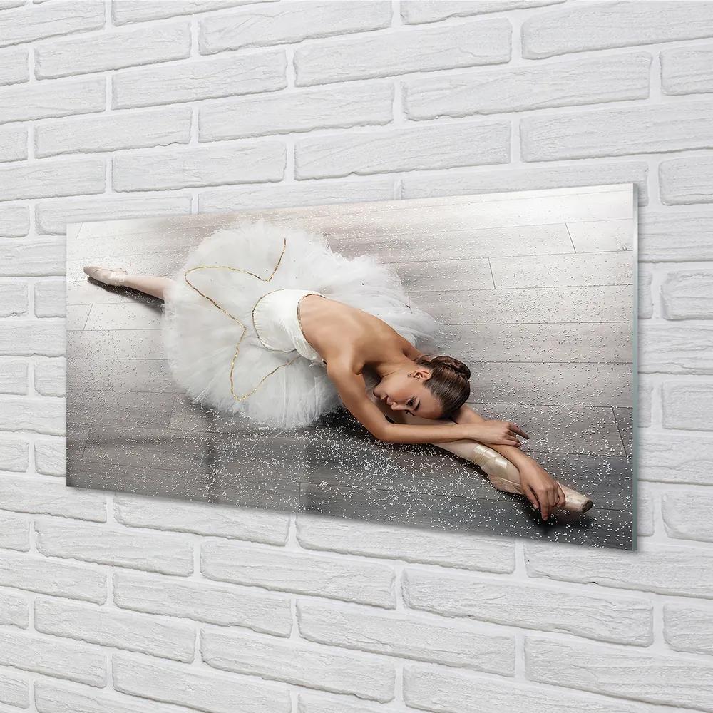 Tablouri acrilice Femeie rochie albă balerină