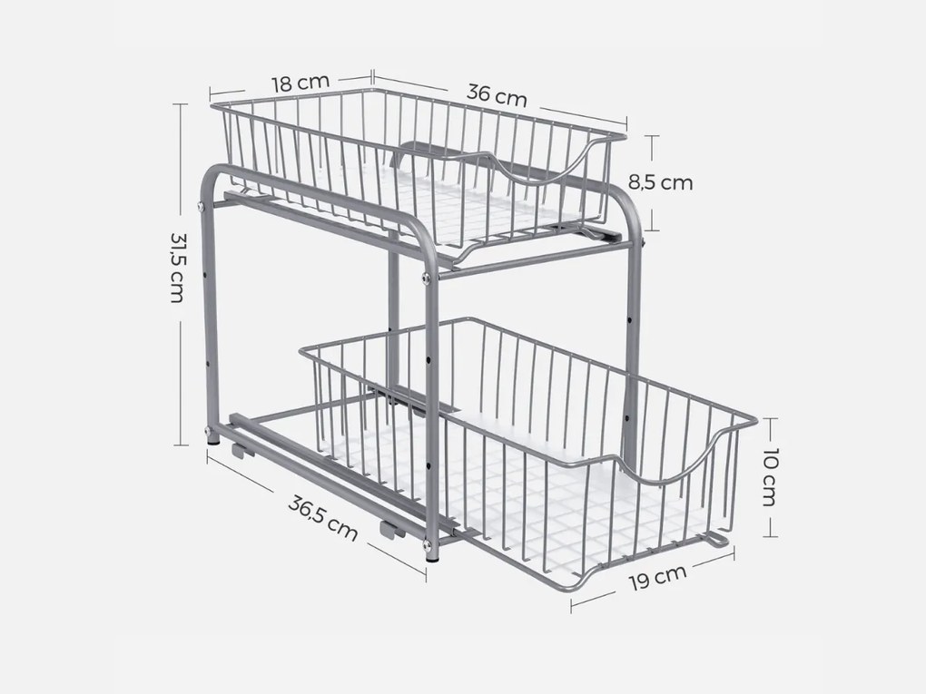 Organizator cu cosuri detasabile SOLIDO stivuibil, gri
