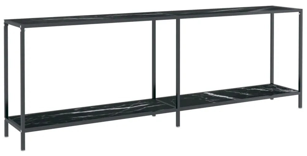 331713 vidaXL Masă consolă, negru, 220x35x75,5 cm, sticlă securizată