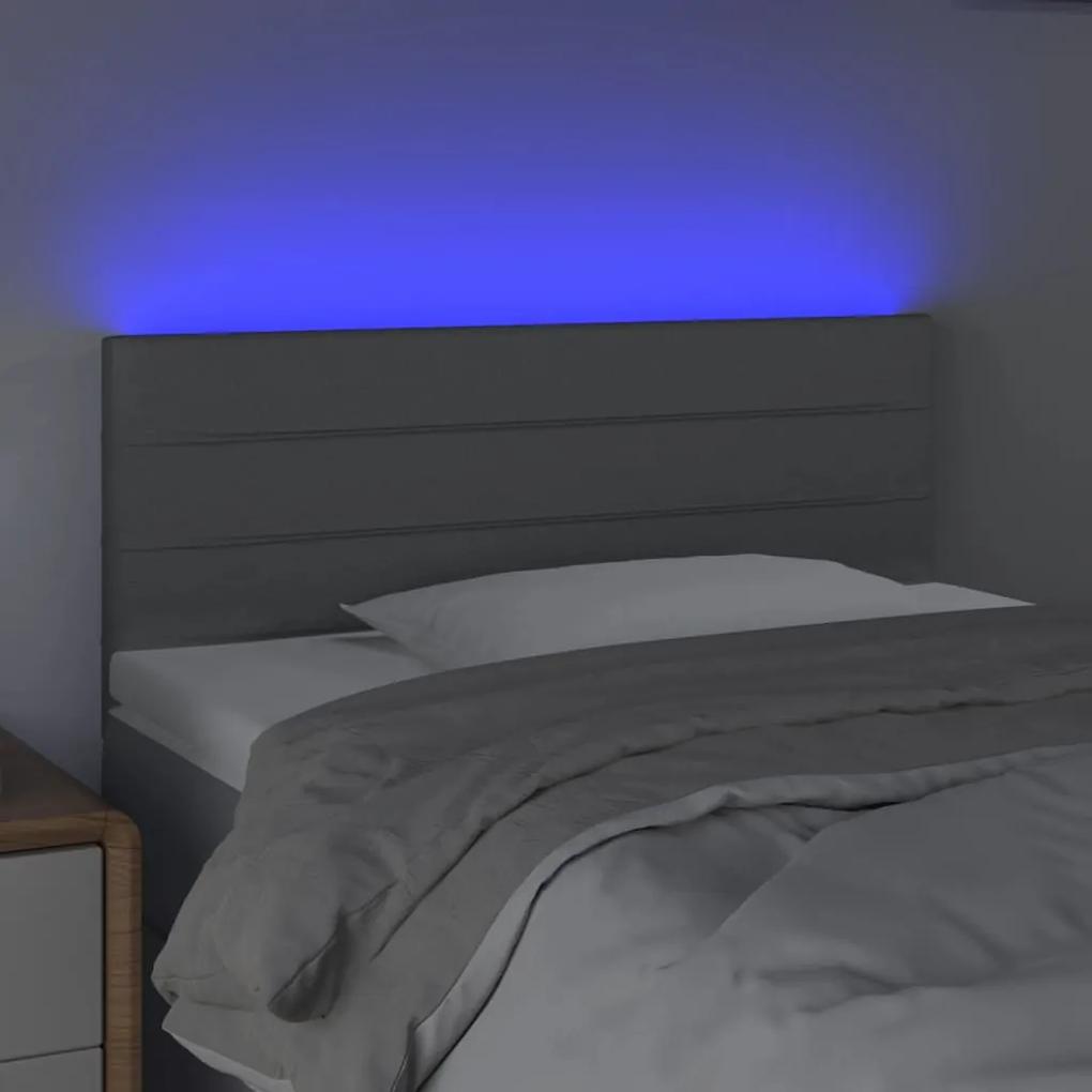 Tablie de pat cu LED, gri deschis, 100x5x78 88 cm, textil 1, Gri deschis, 100 x 5 x 78 88 cm