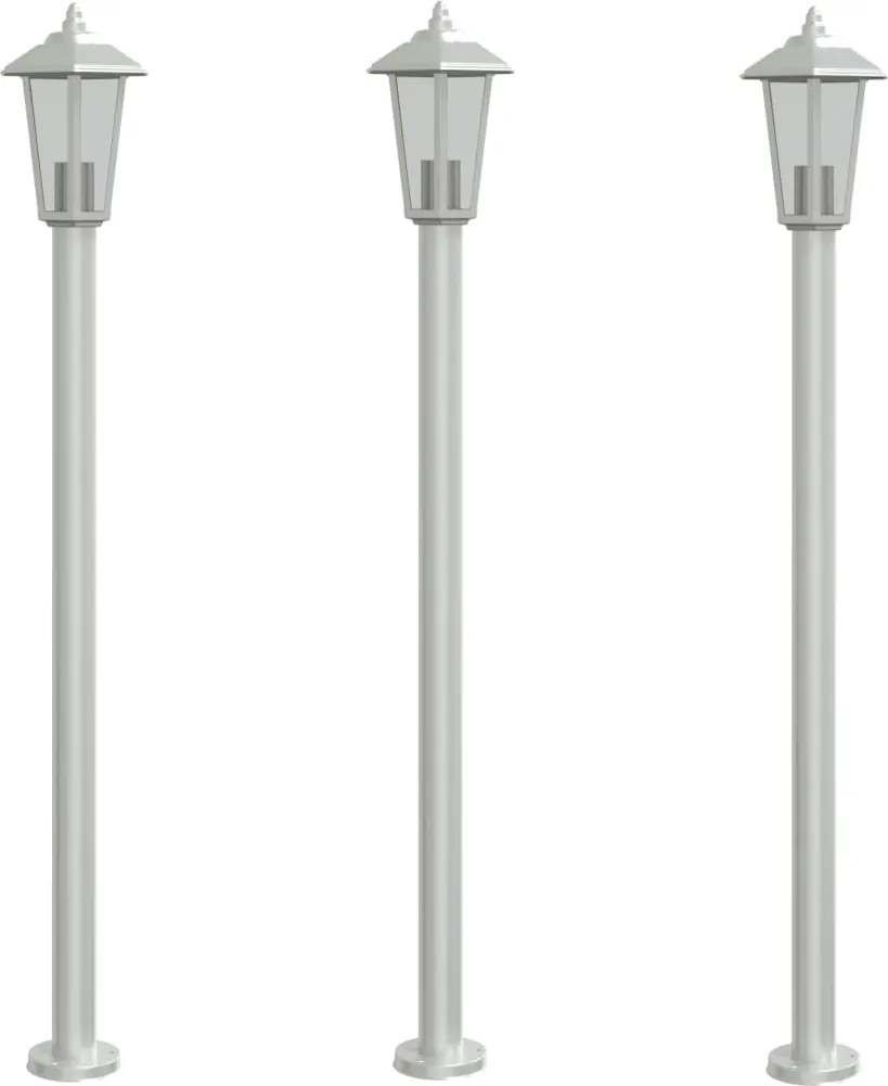 vidaXL Lămpi exterioare de podea 3 buc argintiu 120 cm oțel inoxidabil