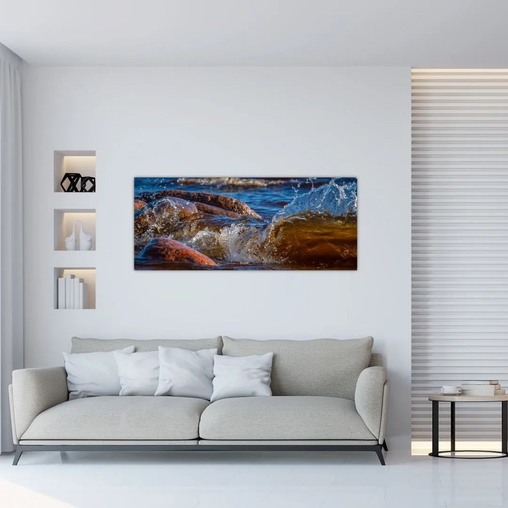 Tablou detailat - apa între pietre (120x50 cm), în 40 de alte dimensiuni noi