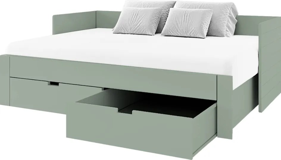 Patul extensibil, verde-gri, 90/180x200, ANTONY