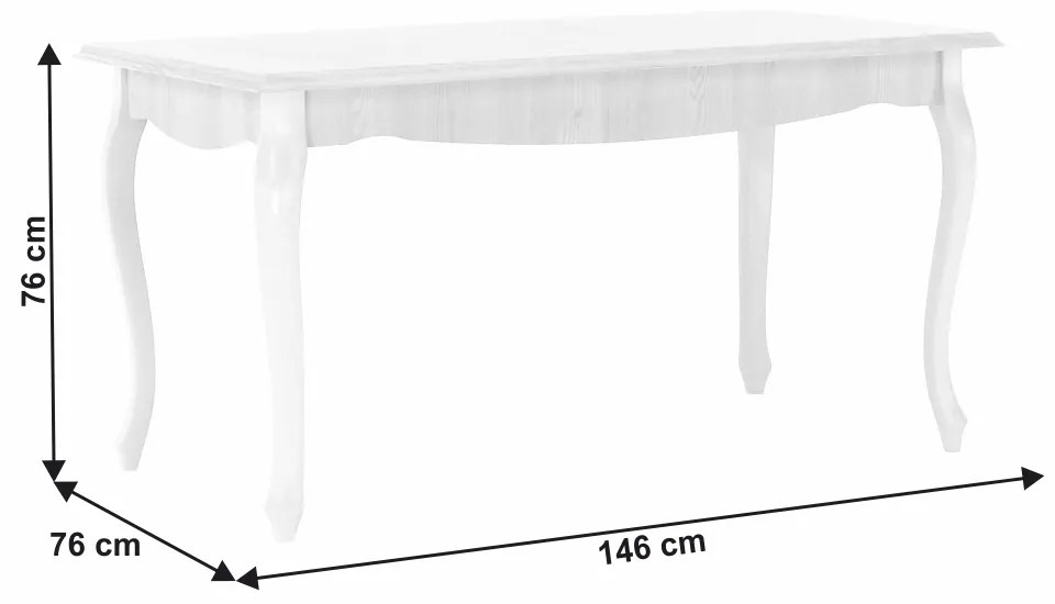 Masa dining DA19, pin alb, 146x76 cm, VILAR